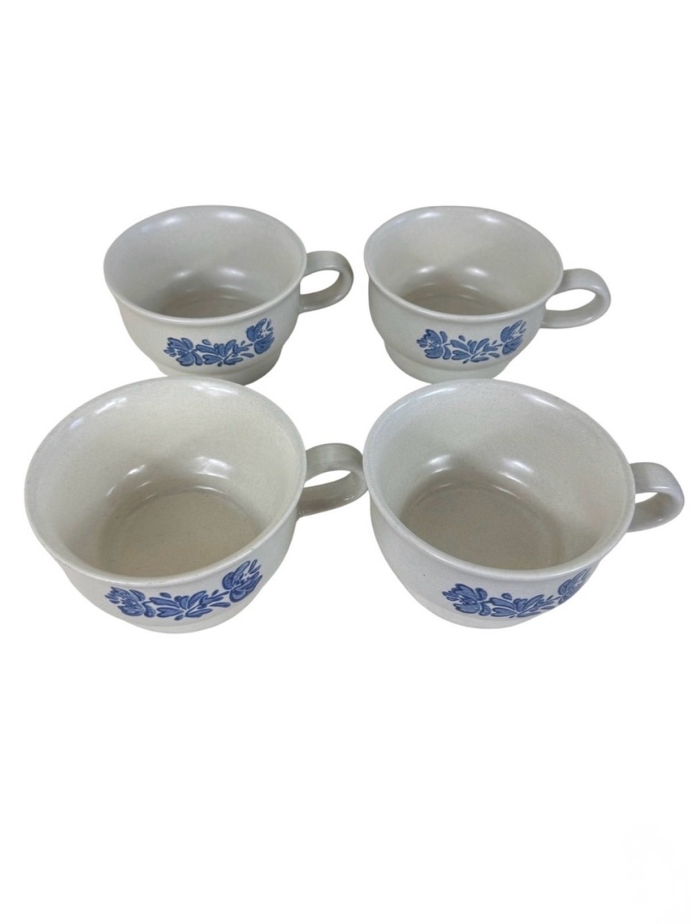 Pfaltzgraff Yorktowne Blue Floral Stoneware Coffee Cups Tea Mugs Set of 4 USA